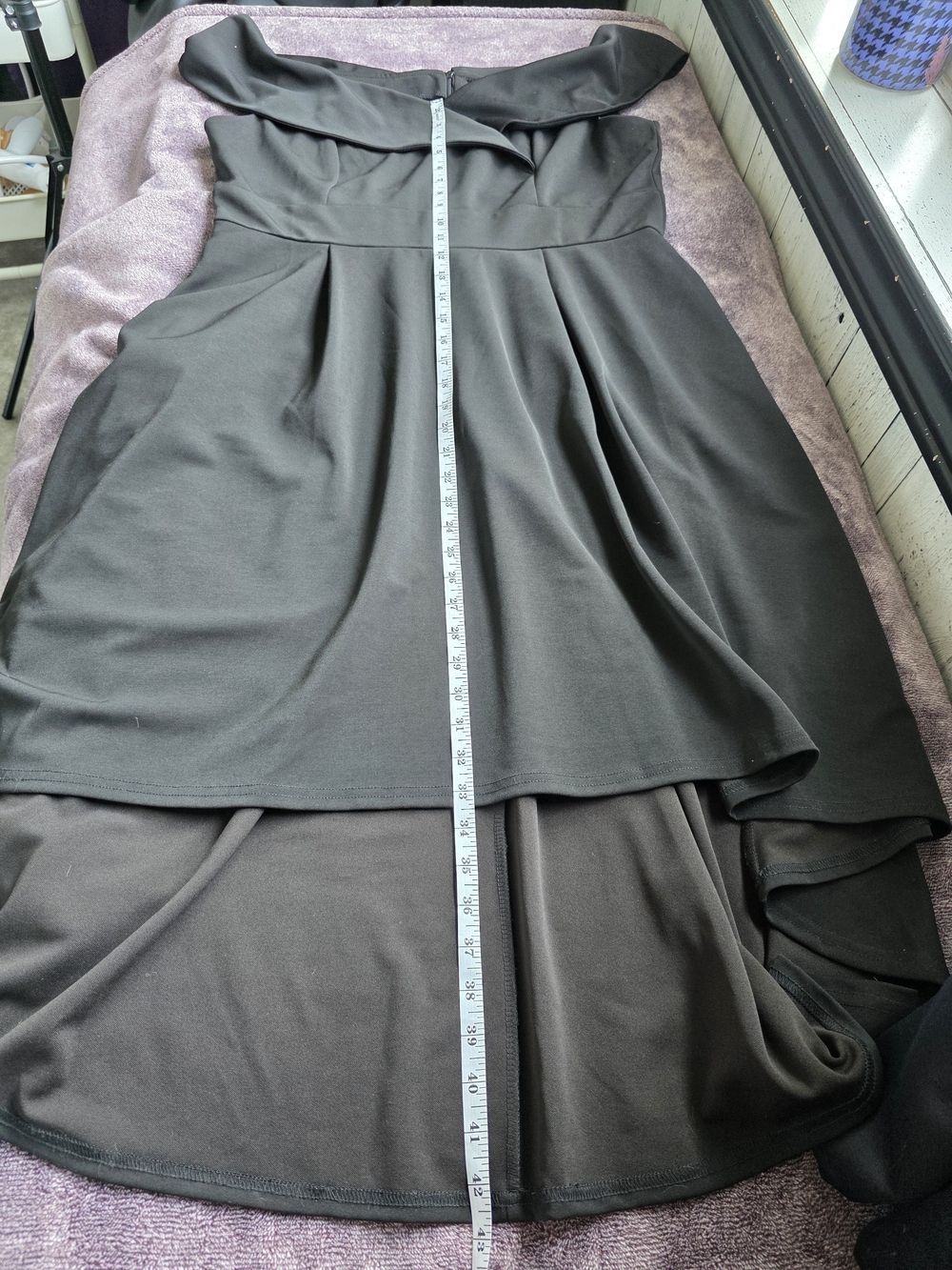 JASAMBAC NWOT Black Off Shoulder High Low Cocktail Dress Size 2XL - Picture 5 of 7